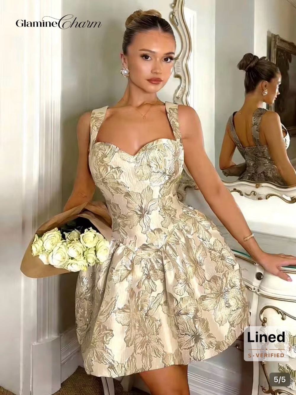 SHEIN Glamine Charm Fashionable & Elegant Jacquard Sleeveless Princess Dress